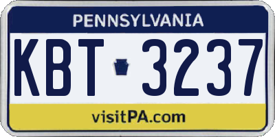 PA license plate KBT3237