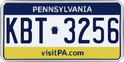 PA license plate KBT3256