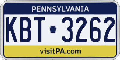 PA license plate KBT3262