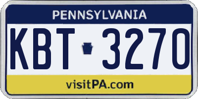 PA license plate KBT3270