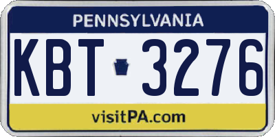 PA license plate KBT3276