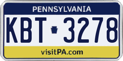 PA license plate KBT3278
