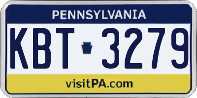 PA license plate KBT3279