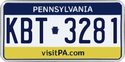 PA license plate KBT3281