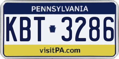 PA license plate KBT3286