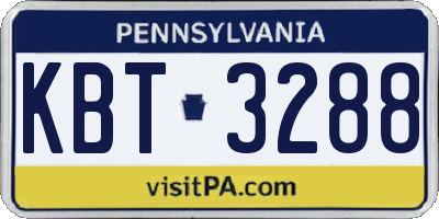 PA license plate KBT3288