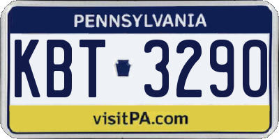 PA license plate KBT3290