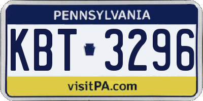 PA license plate KBT3296