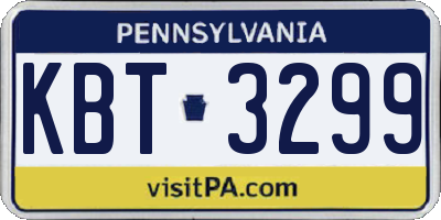 PA license plate KBT3299