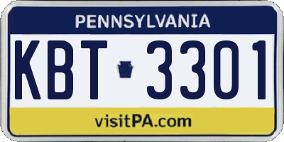 PA license plate KBT3301