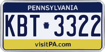 PA license plate KBT3322