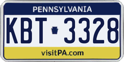 PA license plate KBT3328