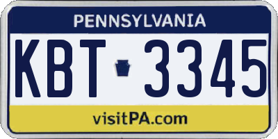 PA license plate KBT3345