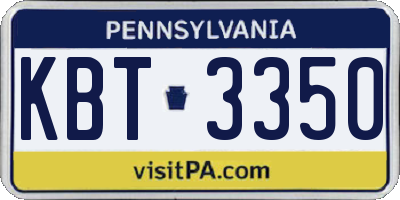PA license plate KBT3350
