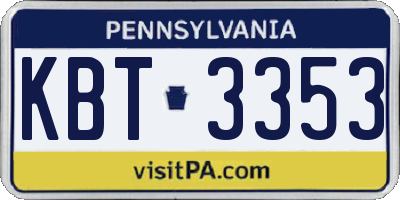 PA license plate KBT3353
