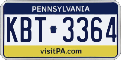 PA license plate KBT3364