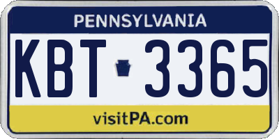 PA license plate KBT3365