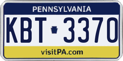 PA license plate KBT3370