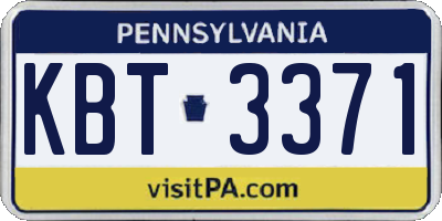 PA license plate KBT3371