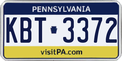 PA license plate KBT3372
