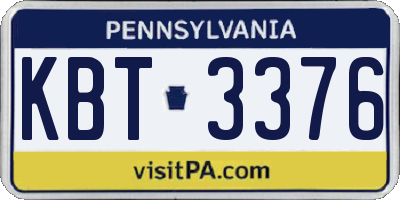 PA license plate KBT3376