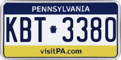 PA license plate KBT3380