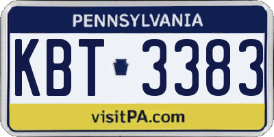PA license plate KBT3383