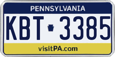 PA license plate KBT3385