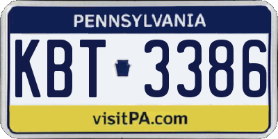 PA license plate KBT3386
