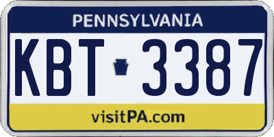 PA license plate KBT3387