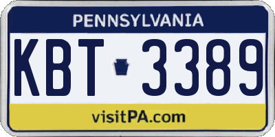 PA license plate KBT3389