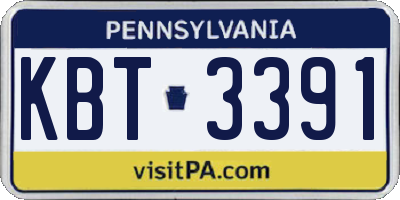 PA license plate KBT3391