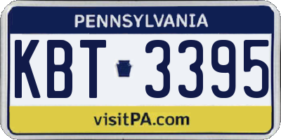 PA license plate KBT3395