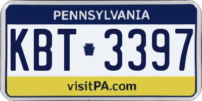 PA license plate KBT3397