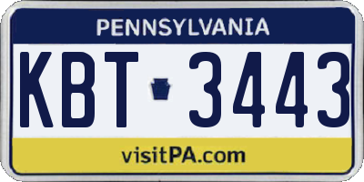 PA license plate KBT3443