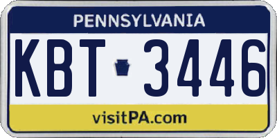 PA license plate KBT3446