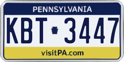 PA license plate KBT3447