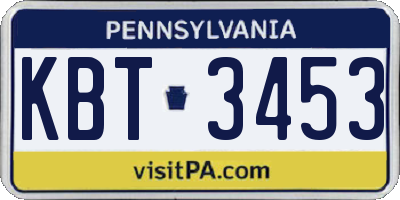 PA license plate KBT3453