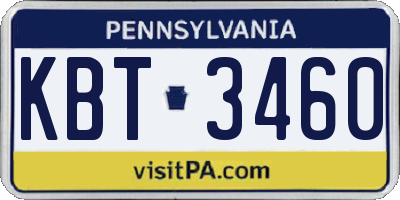 PA license plate KBT3460
