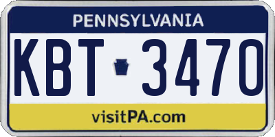 PA license plate KBT3470