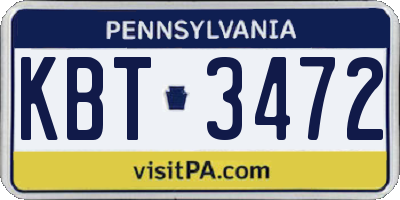 PA license plate KBT3472