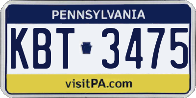 PA license plate KBT3475