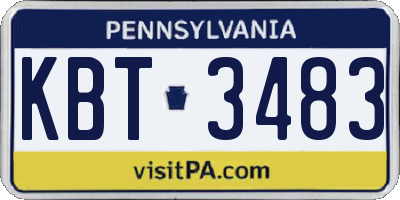PA license plate KBT3483