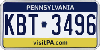 PA license plate KBT3496