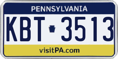 PA license plate KBT3513