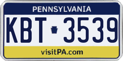 PA license plate KBT3539