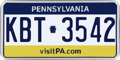 PA license plate KBT3542