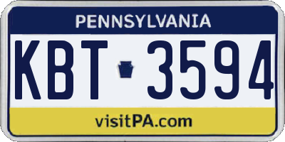 PA license plate KBT3594