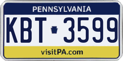 PA license plate KBT3599