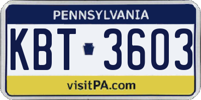 PA license plate KBT3603